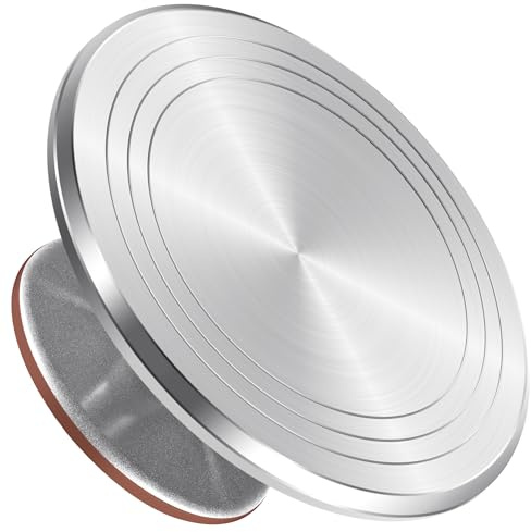 Syntus Aluminum Alloy Revolving Cake Stand, 12 Inch Cake Turntable for Decorating Super Smooth and Quiet Rotation Cake Decorating Stand for Party Wedding, Bright Silver Base