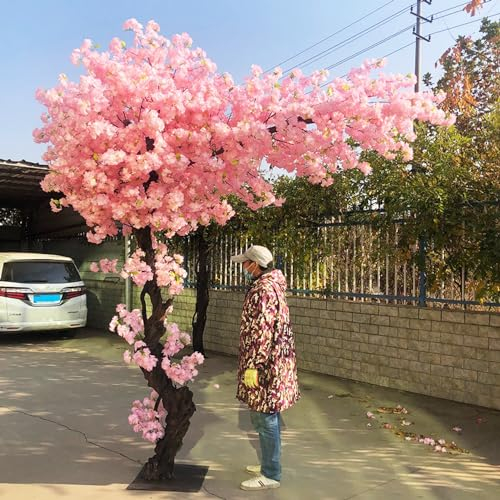 Qiang Künstlicher Kirschbaum, Künstliche Dekorative Pflanze,Künstlicher Baum,Seidenblumen-Wunschbaum,Für Hochzeit/Garten/Büro/Hotel,Innen- Und Außendekoration,Pink-Extended-1.5x1.2m