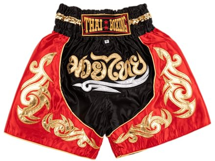 Muay Thai Shorts for Kids (2-12 Years) - Girls & Boys Boxing Trunks for Kickboxing MMA (UK, 4-6Y, Black)