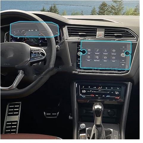Interior del automóvil Compatible con Vw para Tiguan 2021 2022, película protectora de pantalla LCD de vidrio templado para salpicadero, pegatina de navegación para coche, película protectora ( Color