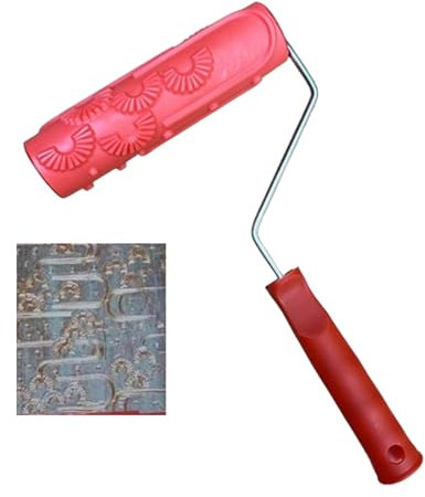Embossing Texture Patterned Paint Roller for Wall Decoration, DIY Paint Art Tool for Wall Decoration, 7'' Pattern Paint Roller for Wall, Graining Painting Tool with Handle (C)