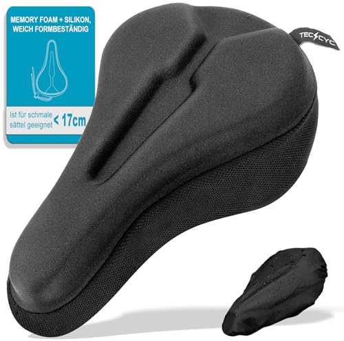 TECHCYC Coprisella Bici Gel Morbido, Copri Sella Sellino Bicicletta Silicone Antiscivolo Migliorato, Ergonomico, Morbido e Confortevole, con Copertura Impermeabile, per Ciclismo da Strada, MTB (YG52)