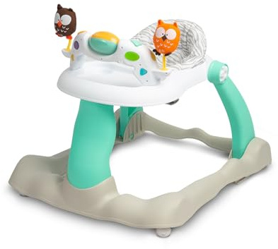 CARETERO - Ayuda de Aprendizaje para Bebes - Babywalker Búhos - a Partir de 6 Meses con Tablero de Aprendizaje - Juego y Andador - Aprender a Caminar y Desarrollar la Motricidad Fina - 78x61x62cm
