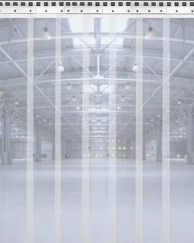 Ezcasch Kit di strisce trasparenti per tende (1 x 2 m) con 6 strisce trasparenti (20 x 200 cm), 2 mm di spessore, tenda superiore per porte di magazzini, negozi, sale frigorifere, garage