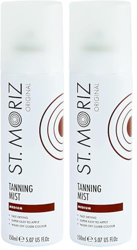 St Moriz Original Instant Tanning Mist in Medium | Fast Drying Vegan Fake Tan Mist | Instant Wash Off Guide Colour for a Golden Glow | Dermatologically Tested | Vegan | Cruelty Free | 150ml