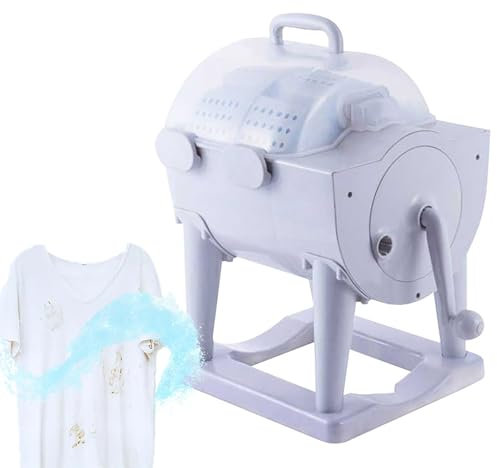 WUCIOA Mini-Waschmaschine und Dörrgerät mit Handkurbel, manuelle Wasch- und Trockenmaschine ohne Strom, tragbare handbetriebene Waschmaschine mit Anti-Rutsch-Füßen for Wohnheime und Wohnmobile