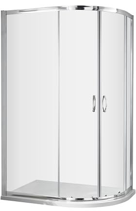 Balterley Offset Quadrant Shower Enclosure, 5mm Toughened Safety Shower Glass Cubicle Door, Bar Handle Sliding Glass Door, Enclosures for Showers, Reversible Enclosures - 1185 x 885 x 1850mm (Chrome)