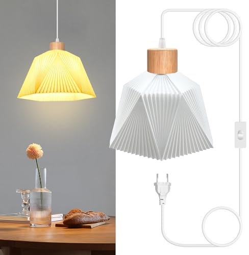 WPQIUZS Kit di Lampadario Stampati in 3D con Spina, 500 CM Cavo con Interruttore, Lampada a Sospensione, Include 20×13 CM Multifacciali Paralume, Stile Moderno Lampadario(Senza Lampadine)