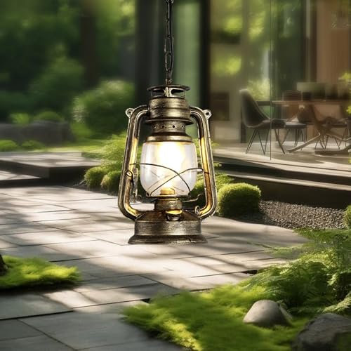 Chao Zan Außen-Hängelampe, Pendelleuchte vintage laterne, IP44 wasserdicht Gartenbeleuchtung, Hängeleuchte aussen veranda, Gartenlampe für terrasse (A)