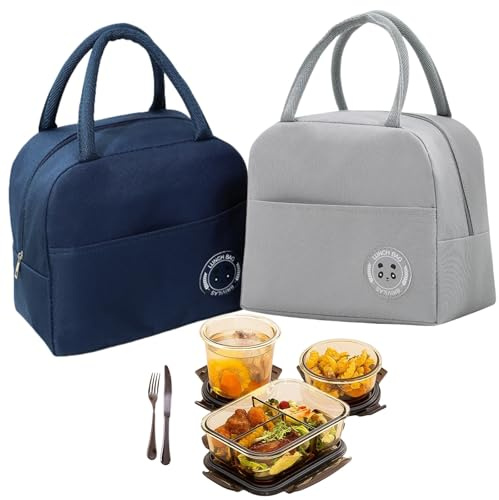 KLLJ Leichte Lunchtasche, 2 Stück Kleine kühltasche,Mini,Kühltasche,Lunchtasche Lunch Bag,für Arbeit,Outdoor-Aktivitäten Schulausflug, für Frauen, Erwachsene, Studenten und Kinder