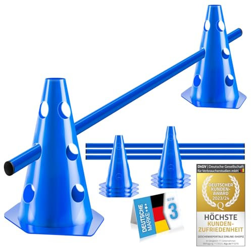 all Pets United® Set de haies à enfoncer pour chiens ; Accessoires d'entraînement à l'agilité pour chiens & chevaux ; Set de haies avec barre & cônes stable pour exercice d'animaux & football (3 Sets)