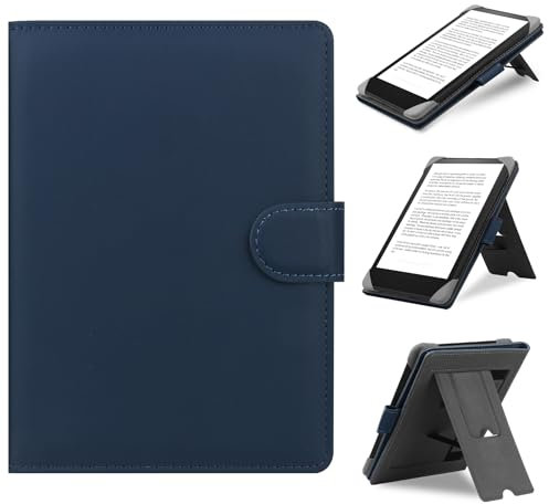 HoYiXi Universal Hülle für 6.8'',7“ Kindle ebook Readers,Kompatibel Paperwhite 2024-2019/Kobo Clara HD/Kobo Clara 2E Leder Stand Schutzhülle für 6-6.8'' Pocketbook/Tolino/Sony eReader,Blau