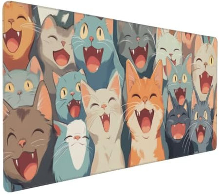 Tapis de Souris Mignon Chat Tapis de Souris XXL 1200x600x3mm, Imperméable Tapis de Souris Gamer XXL Tapis Souris Mouse Pad, Base Atidérapante, Haute Précision et Vitesse pour Gamer, Deco Bureau