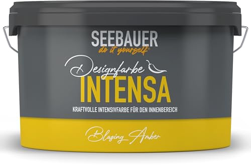 SEEBAUER diy Intensivfarbe INTENSA Gelb 2,5L (Blazing Amber) Edelmatte Wandfarbe Gelb - Innenfarbe sehr hohe Deckkraft - Matt, Abwaschbar und Tropffrei