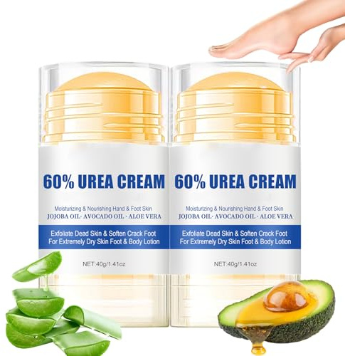 60% Urea Creme, Fußcreme für Cracked, Fusscreme Sehr Trockene Füsse, Feuchtigkeitsspendend und Anti-Rissbildung Fusscreme, Trockenheit Reparieren Fußcreme Trockene Füße, 2 Stück