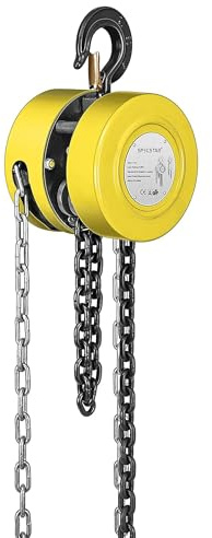 SPECSTAR Polipasto de Cadena Manual de 1250kg y Elevación de Carga 3m | Cadena de Acero Aleado, Freno Mecánico Giro 360°, Ideal para Taller Fábrica Almacén Obras y Transporte