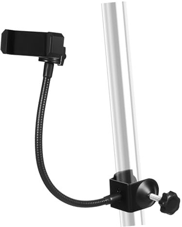 TOYANDONA Support de Téléphone en Métal Noir Ajustable pour Smartphone et Tablette, Usage Polyvalent pour Streaming en Direct et Visionnage de Films