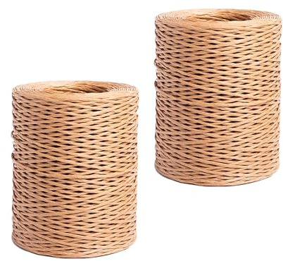 Generisch 2 cordoncini di carta da 200 m, per fai da te, filo di ferro naturale, 2 mm, per bouquet, imballaggio, matrimoni, Natale, decorazione e fai da te (NPS)