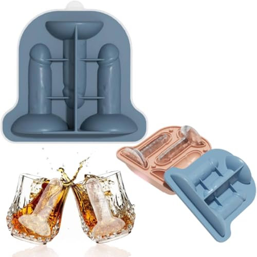 Moldes para cubitos de hielo, moldes de hielo para bromas para adultos, formas divertidas, moldes de silicona para hielo, cócteles y jugos refrigerantes para whisky de hielo (azul)