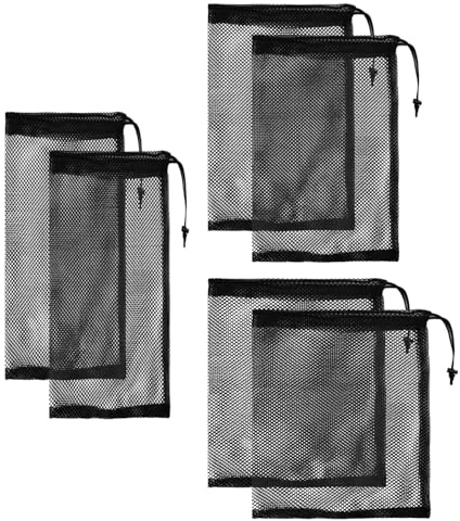 UBSIUH 6 Pieces Pond Filter Mesh Bag, Pond Water Pump Bag, Drawstring Tie Pocket, Black Mesh Bag, Multi-Function Storage Bag.