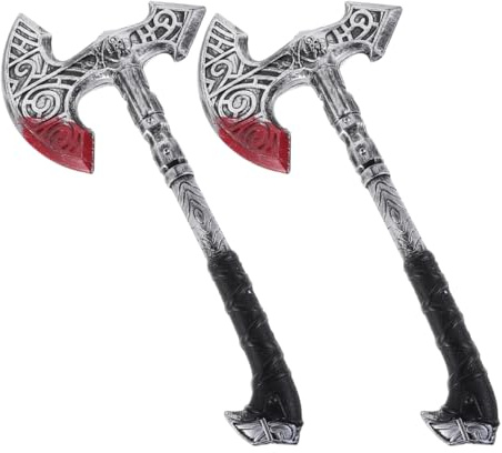 Healeved 2 pezzi Asce Vikinghe Accessori per Cosplay Medievale e Leggere e Realistiche per