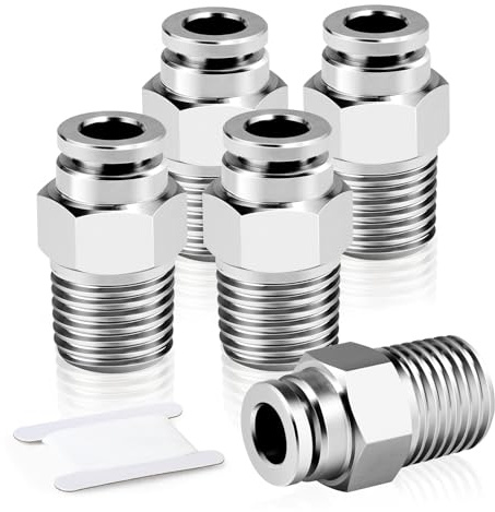 ERGAOBOY 5 pezzi 8 mm diametro esterno tubo x 1/4 filettatura BSP maschio filettatura diritta acciaio inossidabile 304 raccordi a innesto rapido raccordi pneumatici a innesto rapido
