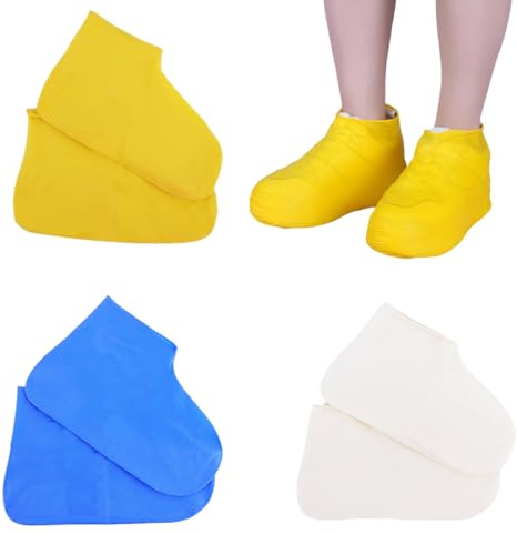 LONZIKP 3 Paia Copriscarpe Impermeabili Riutilizzabili in Lattice, Protezione Antipioggia Antiscivolo per Scarpe (42-45)