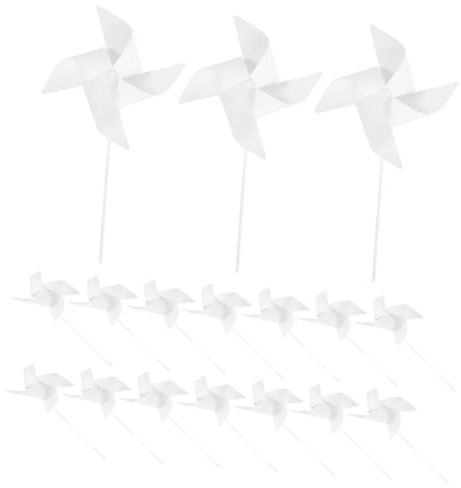 Abaodam 30 Stück Weiße Papier Windräder zum Bemalen für Kinder mit Kreativem Design von Teamarbeit als Partydekoration für Reisen