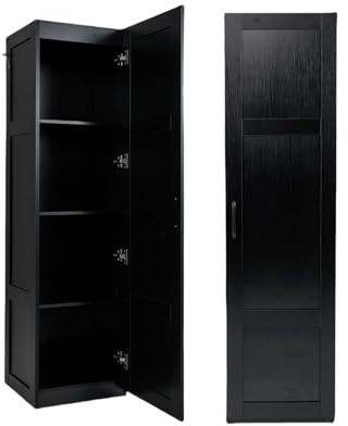 KOMFOTTEU Credenza da Cucina con Manico in Metallo, Armadio a Buffet Antiribaltamento, Mobile da Bagno Stretto a 4 Ripiani, per Sala da Pranzo, Soggiorno, 37,5 x 40 x 150 cm (Nero)