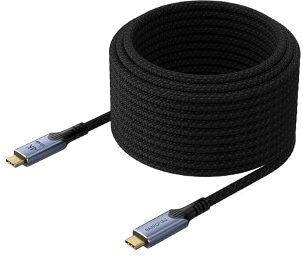 BAWIOFIAU Cable de Video USB C 4K, Carga rápida PD de 100 W, Transferencia de Datos de 20 Gbps, Cable USB-C de Silicona sin enredos Tipo C compatible con Thunderbolt 4/3,cabo usb c to usb c 5M.