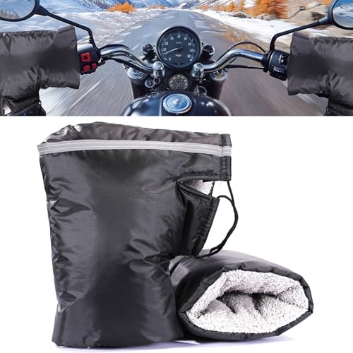 LIAVOP Guidon de Moto, Gants, Manchons Thermiques universels Coupe-Vent pour l'hiver, Manchettes de Guidon matériau imperméable. Convient pour Les Motos, Les vélos électriques et Les tricycles(Noir)