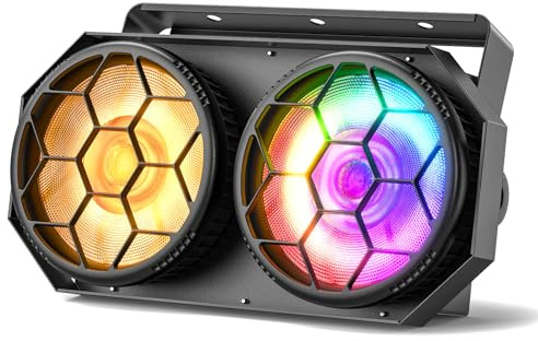 2x100W COB Par LED RGB Blanco Frío/Cálido Foco Escenario 20Hz Estroboscópico Luz de Escenario con 20 Efectos dmx para Bar Fiesta Cumpleaños Bar Discoteca Fotografía