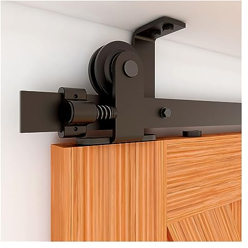 Schiebetürsystem Komplett-Set Decken-Schiebetürschiene, T-förmiges Rollen-Scheunentor-Hardware-Set, Schienen-Schiebetür for Innen-Schiebe-Scheunentor(7FT-213cm)