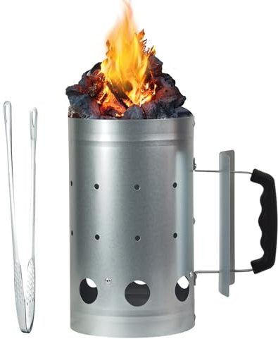 Anluomania Accendino per Barbecue, Ciminiera di Accensione Barbecue, Ciminiera Accenditore, Diametro 16cm E Altezza 27cm, per Accensione Rapida, per Camino e BBQ