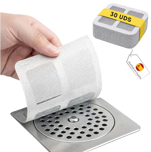 Mablik® Atrapa Pelos Ducha, 30 Unidades Desechables, con Adhesivo, Fáciles de Colocar y Duraderos. Rejilla Fregadero Cocina Auto-Adhesivo (30 uds)