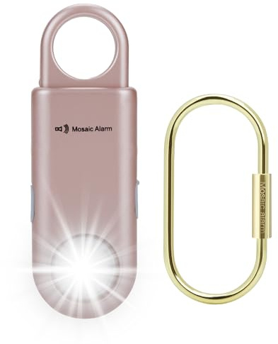 135dB Aufladbarer persönlicher Alarm mit Ultrabright-Taschenlampe – Schlüsselanhänger-Sirene für Frauen, Kinder & Notfälle | SOS-Alarm, lauter Wander-Alarm & Bärenschreck Roségold