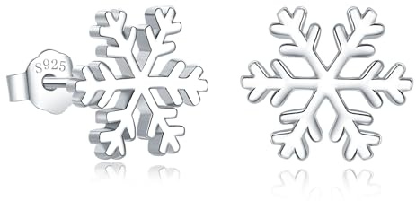 Zecimi Ohrstecker Silber 925, 925 Sterling Silber Elch Weihnachtsohrringe | 10mm Klein Schneeflocke Weihnachten Ohrstecker für Damen Mädchen, Perlen Ohrringe mit Zirkon, Hypoallergen Weihnachtsschmuck