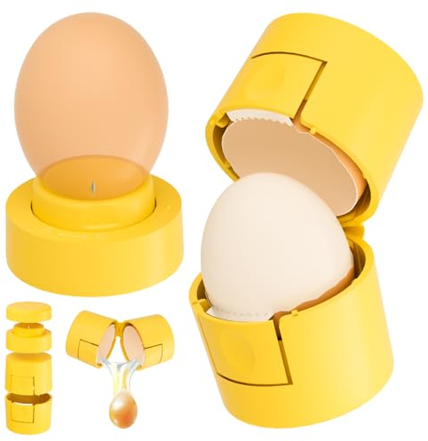 Upgraded 2 in 1 Egg Shell Opener, Hard Boiled Egg Peeler with Piercer, Cute Egg Cracker for Raw Eggs, Egg Separator for Home Kitchen Gadgets Tool