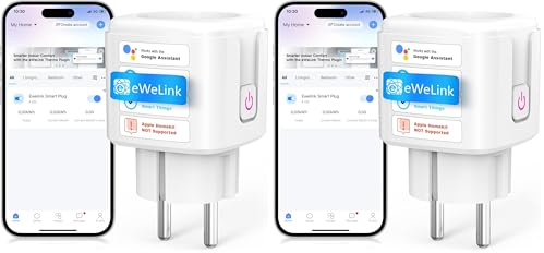 SURFOU Enchufe Inteligente WiFi 2.4GHz, Smart Plug 16A Compatible con Alexa y Google Home, Control por Voz y APP, Temporizador Programable, Ahorro Energético, Sin Hub Necesario (Paquete de 2)