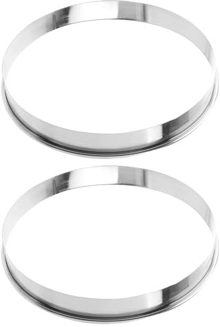 OUNONA Lot de 2 Cercles à Pizza en Acier Inoxydable 18 CM Anneaux Ronds Perforés Réutilisables pour Pâtisserie Fabrication de Pizzas Biscuits et Desserts Accessoires Polyvalents