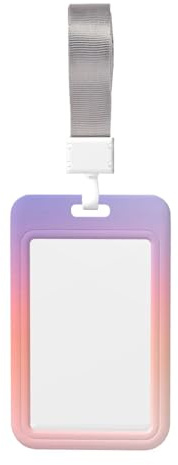 Woshuwo Funda para tarjetas de identificación de plástico duro con diseño de degradado, color rosa claro, lavanda y violeta, protector de etiqueta de nombre para enfermeras y oficina
