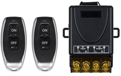 Interruptor con mando a distancia DC 12V,con relé de 40 A,alcance de 300M | Interruptor Inalámbrico DC 12v,Interruptor RF de Relé de 40 A,para Puertas Enrollables,Luces y Sistemas de Alarma Antirrobo