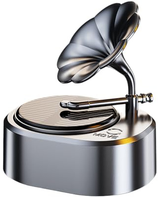 Solar Car Air Freshener - Rotating Phonograph Aromatherapy Diffuser, Long-Lasting Solar Powered Fragrance Decor, Vintage Record Player Car Ornament, Interior Scent Diffuser for Trucks Home Studios
