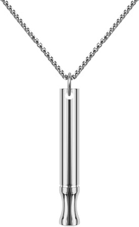 Collar Antitabaco para Dejar de Fumar, Collar Respiratorio de Acero Inoxidable para Alivio de Ansiedad y Estrés, Inhalador de Respiración Consciente para Meditación, Plata, 5.1x0.8cm