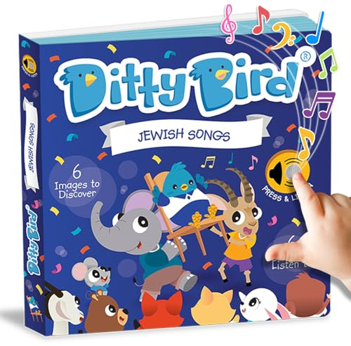 Ditty Bird | Livre sonore Les chansons juives en Hébreu | Jouet Musical éducatif et interactif pour bébés et Tout-Petits | Cadeau bébé pour Hanukkah | Chant et Danse d'Israël