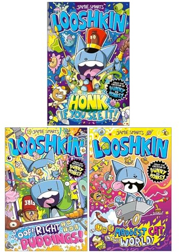 Jamie Smart's LOOSHKIN Series 3 Books Collection Set(Looshkin: Honk If You See It!,Looshkin: Oof! Right in the Puddings! & Looshkin: The Maddest Cat in the World)