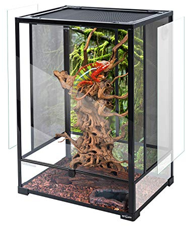 REPTI ZOO 24 x 18 x 36 Reptile Tall Glass Terrarium Rainforest Habitat Double Hinge Door with Screen Ventilation 67 Gallon Reptile Terrarium Easy Assembly