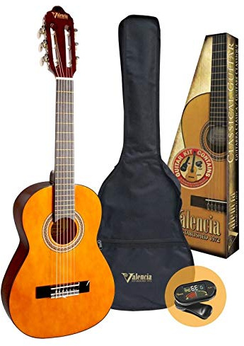 VALENCIA VC103K - Kit de guitarra clásica 3/4 con bolsa y afinador