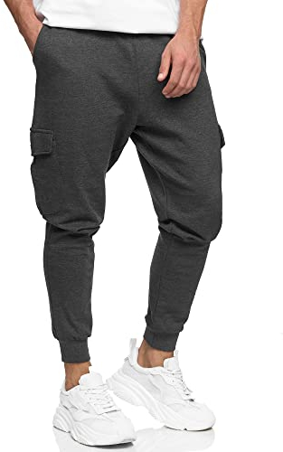 Indicode Herren Bendner Cargo Jogginghose | Trainingshose Jogger Freizeithose für Männer Charcoal Mix, XL