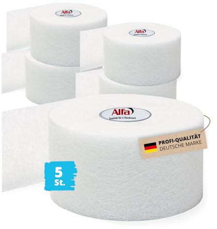 5x Alfa Glasfaser Fugendeckstreifen 50 mm x 25 m Bewehrungsstreifen (125 m) | Profi-Qualität - Verspachtelung von Gipskartonplatten - Sehr dünne Glasfaserstreifen zur Rissvermeidung - Stabil